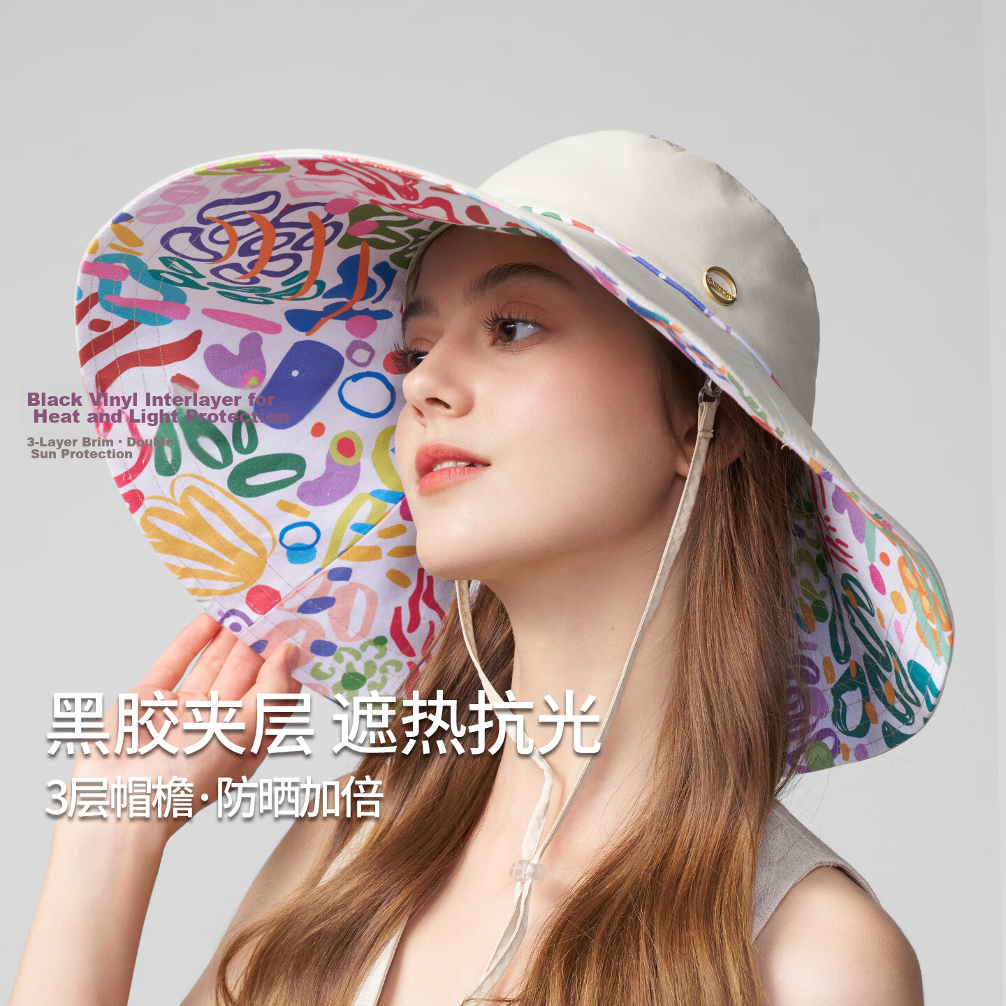 Kenmont Women's Hat 2026 New Oversized Brim Sun Protection Black Coated Outdoor Beach Sun Hat 6321