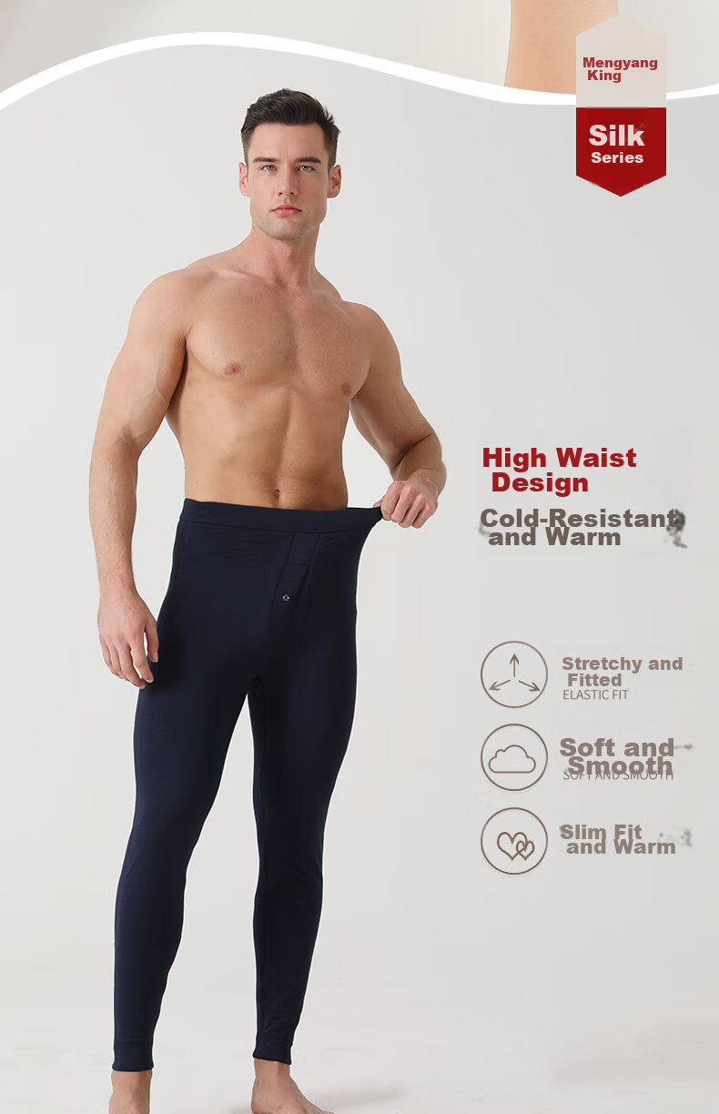 Mengyangwang Men's Thermal Pants 100% Mulberry Silk Filled Cotton Pants Thickened Winter Warm Underwear for Middle-aged and Elderly Men in Northeast Cold 5