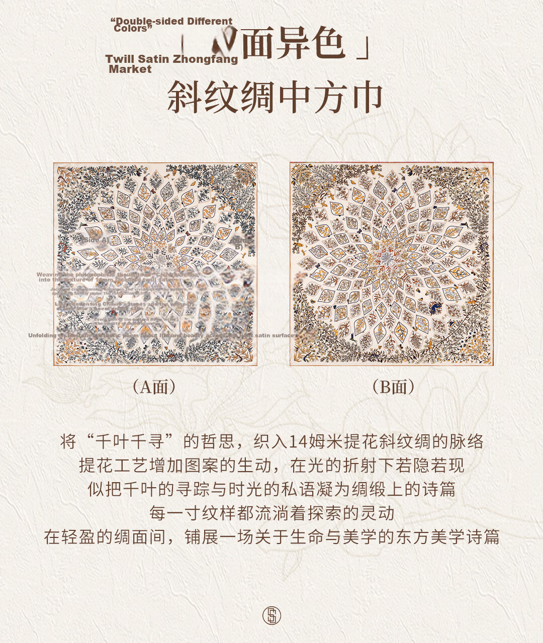 Shanghai Story [Counter Same Style] 100% Mulberry Silk Twill Double-Sided Printed Small Square Scarf Gift for Mom and Girlfriend 2