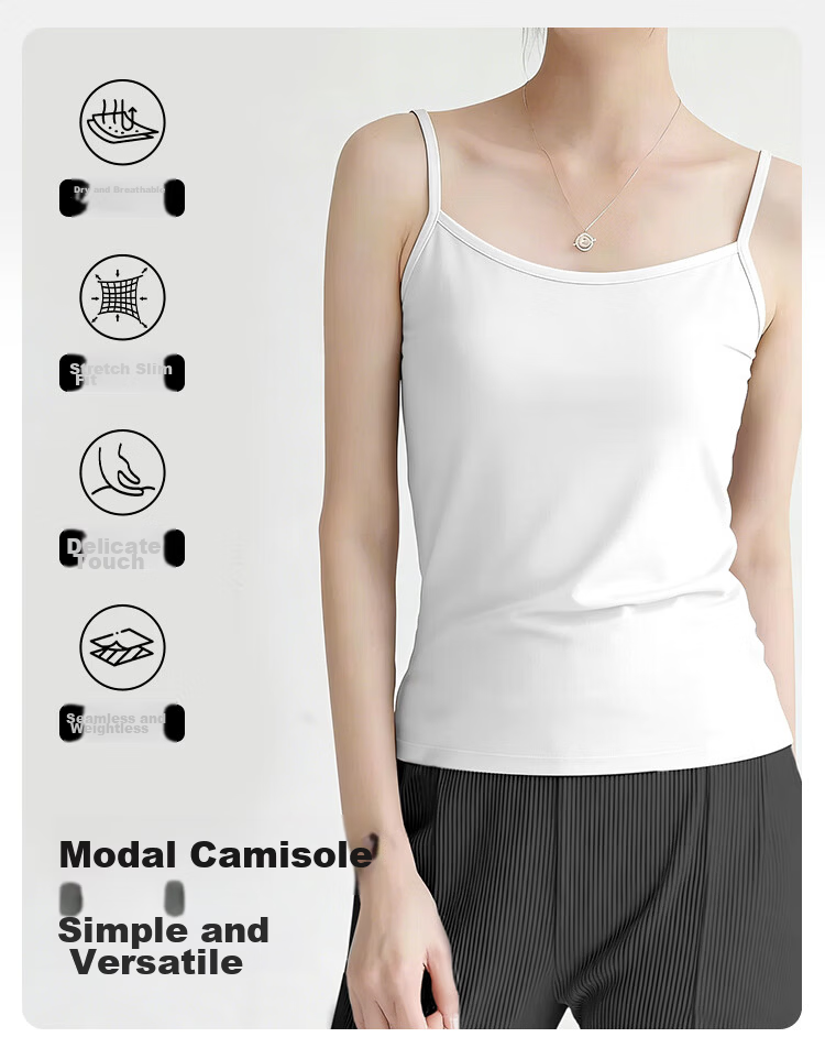 FitonTon Women's Modal 50S Breathable Skin-Friendly High Elastic Slim Fit Sleeveless Tank Top Summer Wearable White 2XL 2