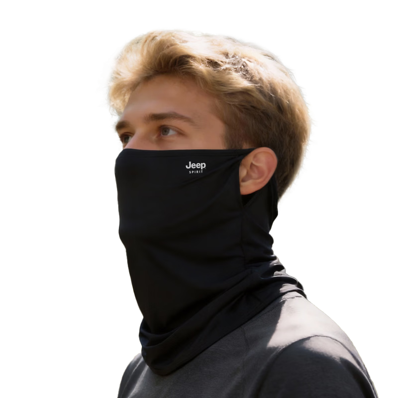 JEEP SPIRIT Men's Summer Full Face Ice Silk Sun Protection Mask Women's UV Protection Cycling Face Cover KZ00117 Black