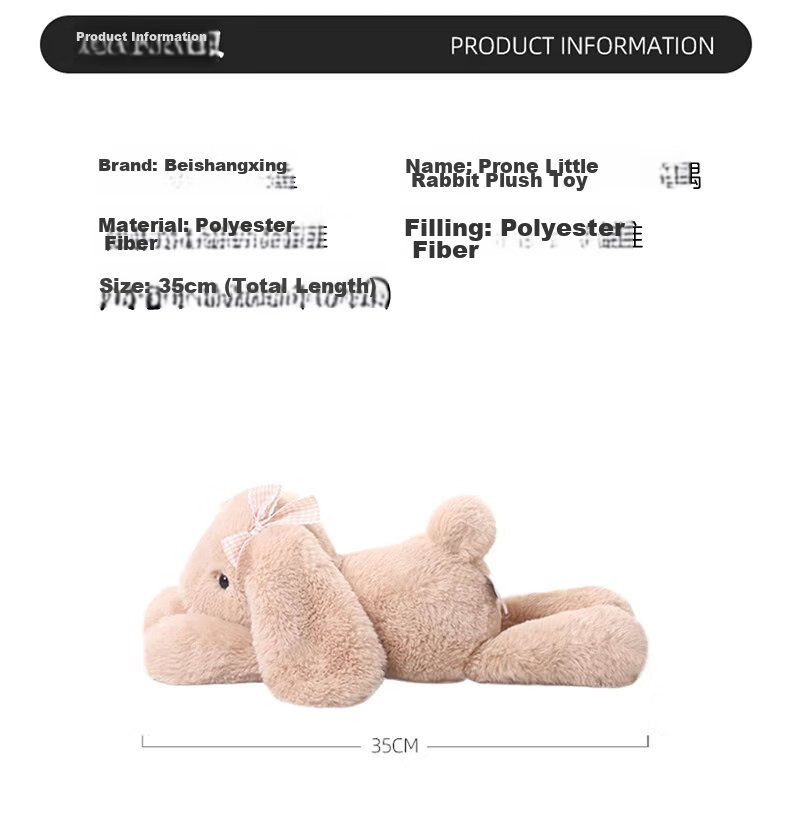 Beishangxing Little Rabbit Plush Doll Pillow, Children's Birthday Gift for Girls, Sleeping Companion Stuffed Toy Rabbit 6