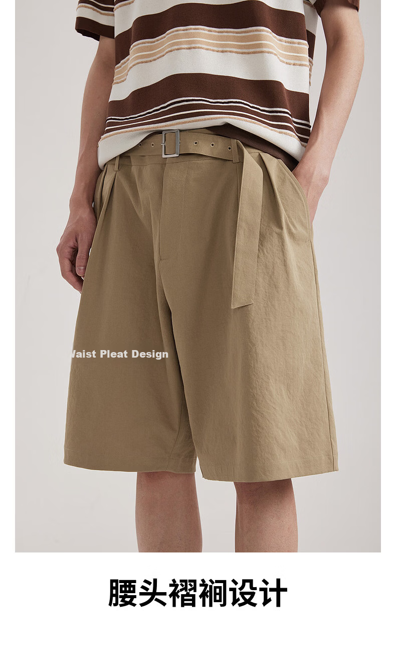 CABBEEN Cotton-Feel Hidden Twill Men's Loose Pleated Casual Shorts 2026 Spring Summer Durable Stretch Short Casual Pants 4