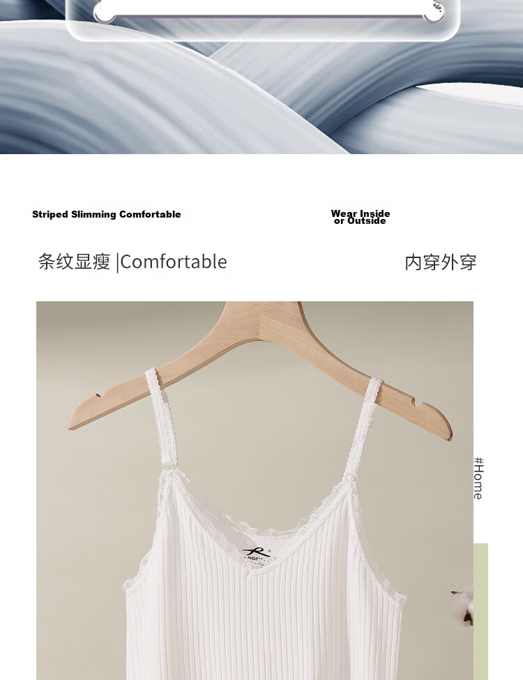 LangSha Women's Ribbed Skin-Friendly Spring Summer Camisole Lace V-Neck Trim Comfortable Base Layer Tank Top 4