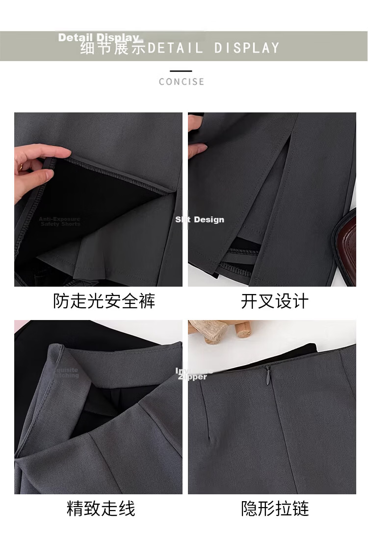 Free Style American A-Line Slit Blazer Skirt for Women 2026 Summer New Retro High Waist Anti-Exposure Bodycon Mini Skirt 9