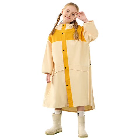 Moremerry Children's Raincoat for Boys And Girls with Backpack Space, Waterproof And Breathable Baby Fashion Windbreaker-Style Poncho, Almond Yellow, 4XL