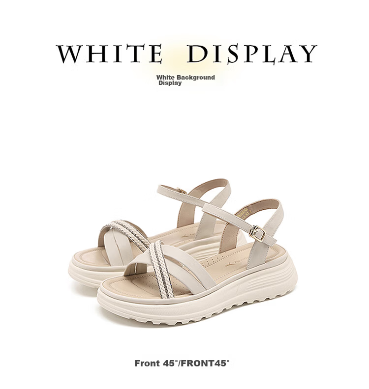 Red Dragonfly Women's Sandals New Thick Sole One-Strap Platform Casual Lightweight Height-Increasing Mom Shoes WTK265702 Beige Size 39 6