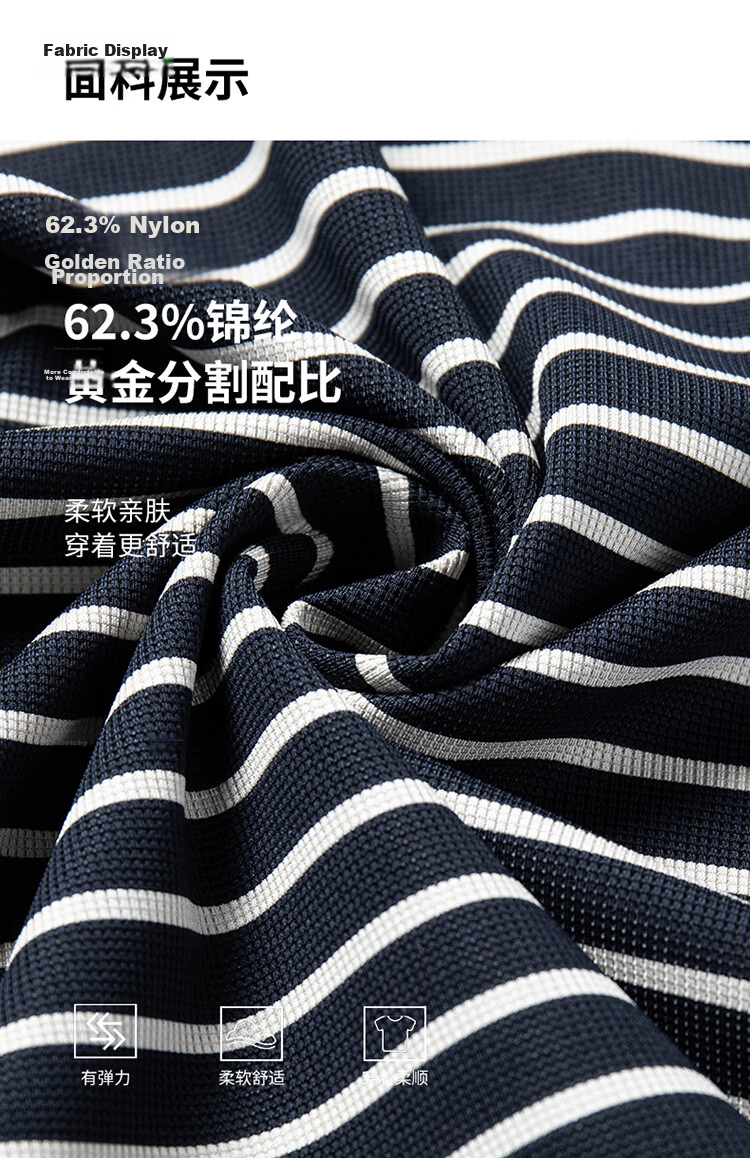 Edenbo Men's Short Sleeve Polo Shirt Spring Summer Striped Skin-Friendly Commuter Top Navy Blue 170/88A (L) 5