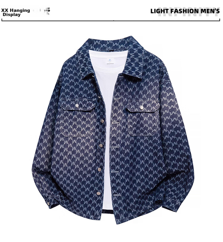 Pierre Cardin Korean Style Loose Fit Men's Summer Casual Workwear Denim Jacket Top Dark Blue XL 10