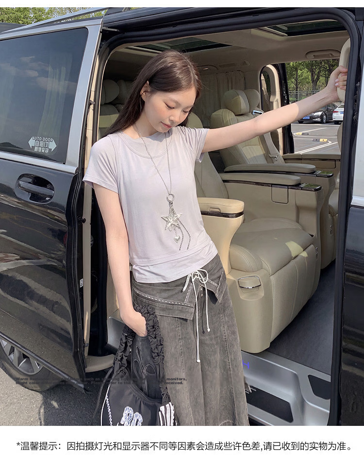 TonLion 2026 Summer Women's Two-Piece Short Sleeve Slim Fit T-Shirt High-End Versatile Outdoor Sports Tee 4