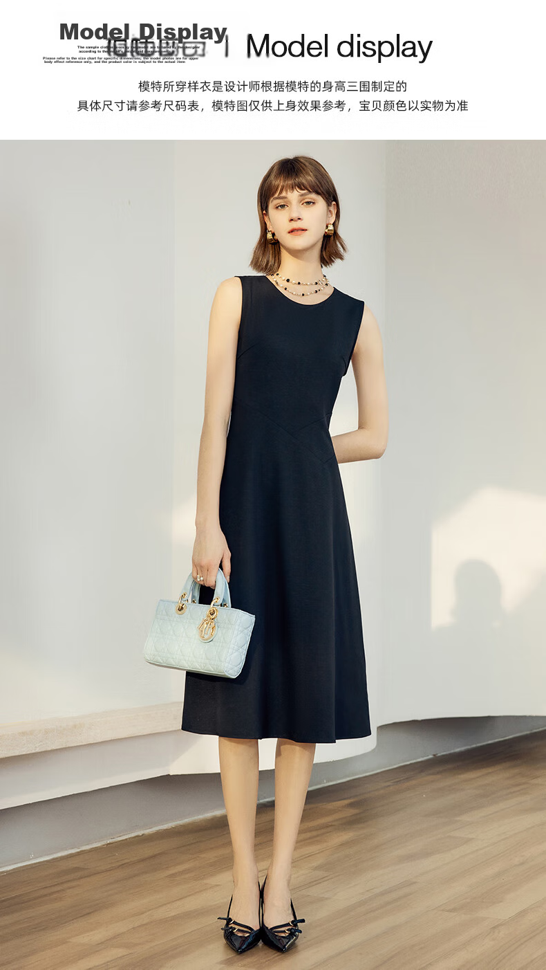 YANYEE Elegant Dress Women 2024 Autumn Waist-Slimming Simple Vest Dress Inner Dress Black 1 XL 8