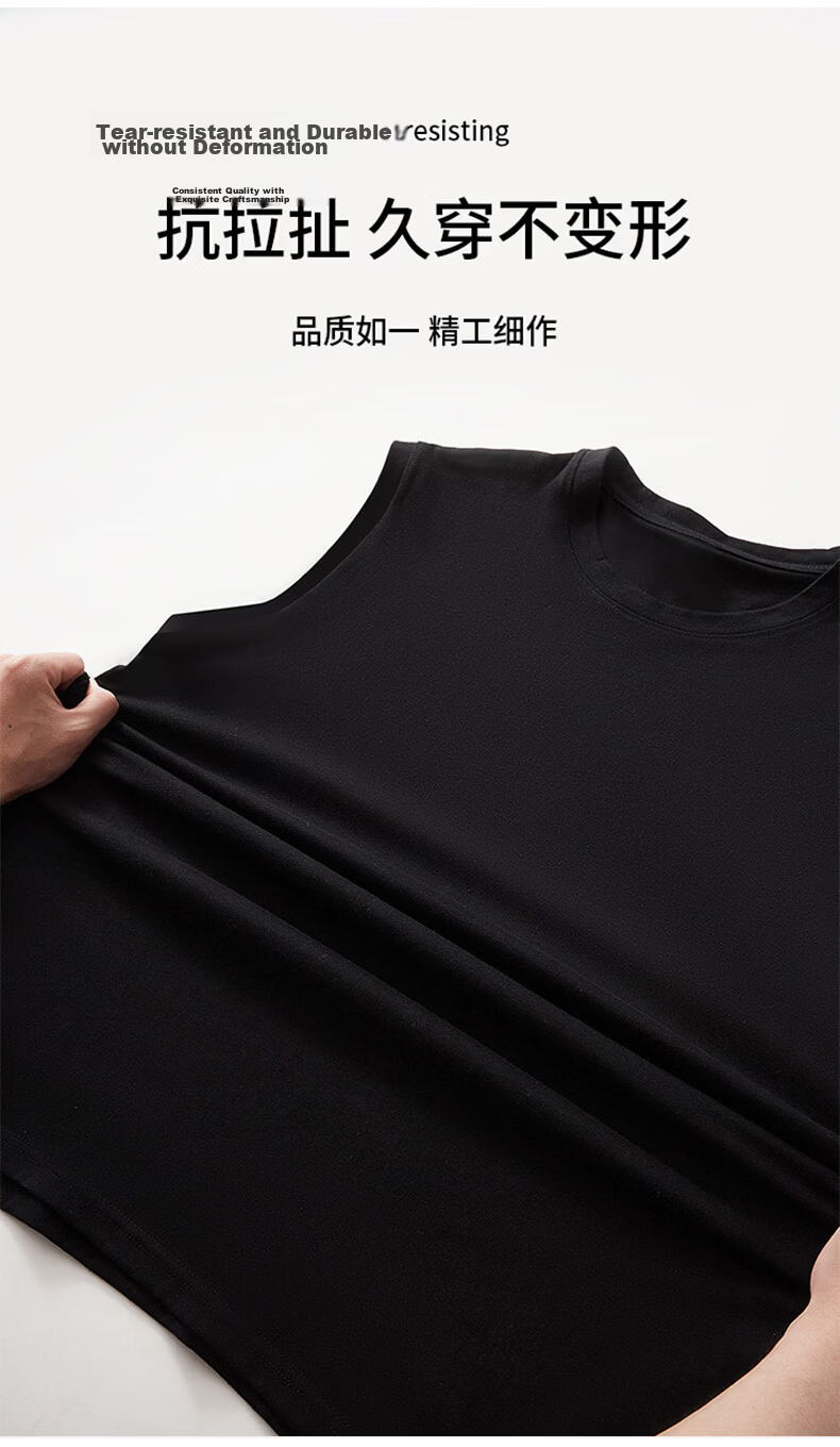 Langsha Men's Wide Shoulder Cotton Sports Sleeveless Vest White Fitness Basketball Running Base Layer Shirt 10