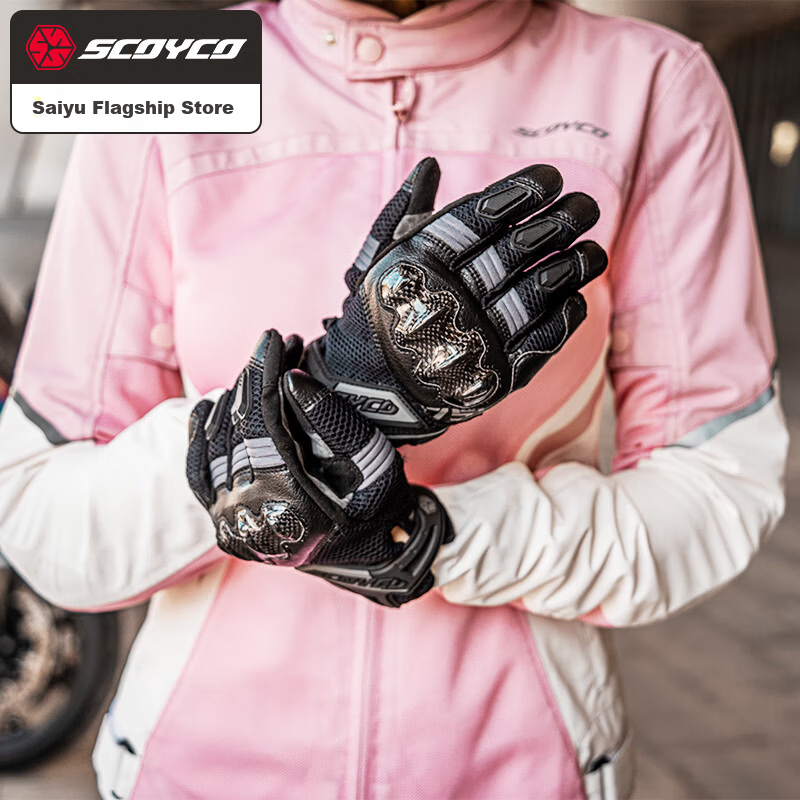 SCOYCO Motorcycle Gloves Summer Anti-Fall Riding Carbon Fiber Full Finger Racing Gloves Breathable Unisex Couple Style