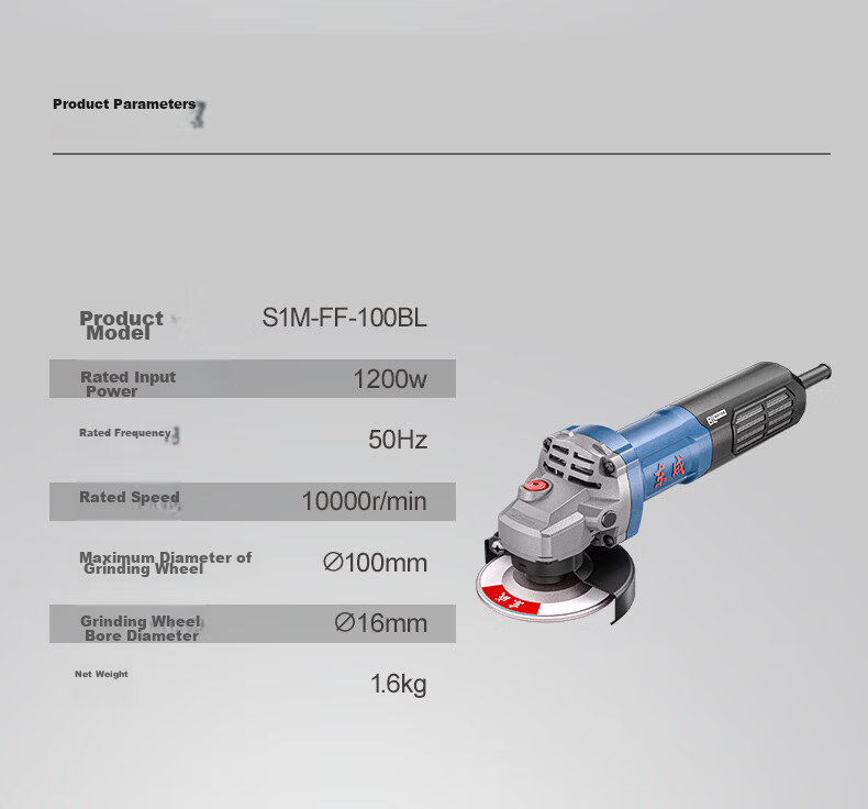 Dongcheng S1M-FF09-100S Angle Grinder 800W High Power Polishing Cutting Rust Removal Multi-Function Machine 21