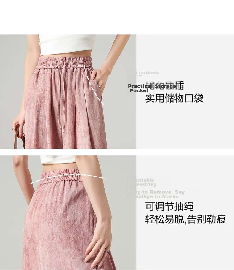 TonLion 2026 Spring Summer New Casual Women's Pants Girl Style Linen-Like Wide-Leg Draped Trousers 6