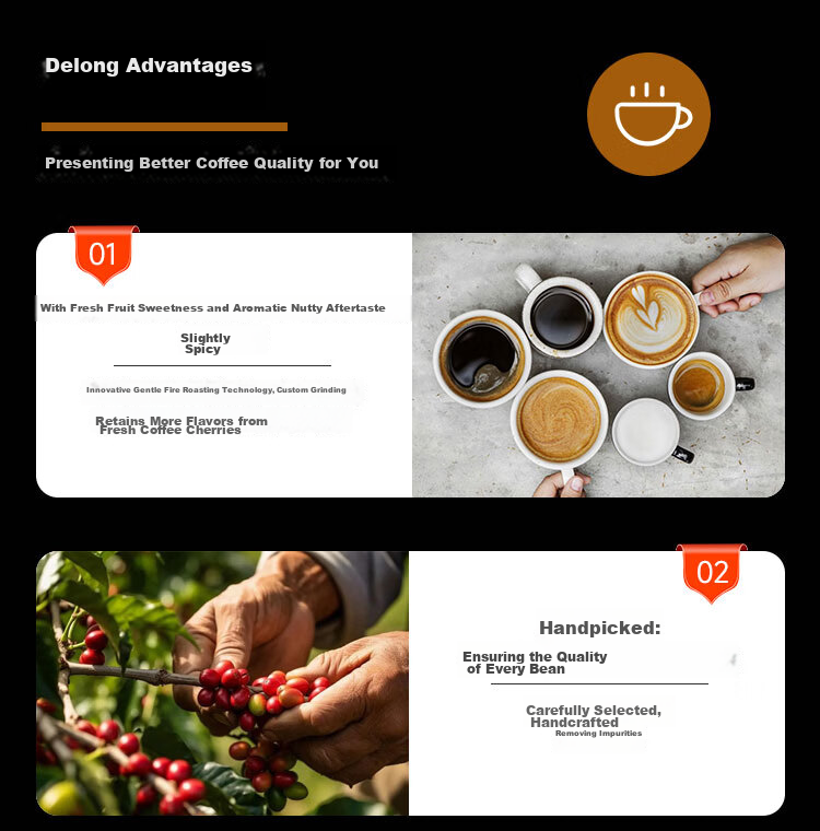 Delonghi Selected Espresso Coffee Beans 100% Arabica Brazil & Robusta Blend Espresso Coffee Beans Accessories Italian Imported Coffee Beans 250g Medium Roast 4