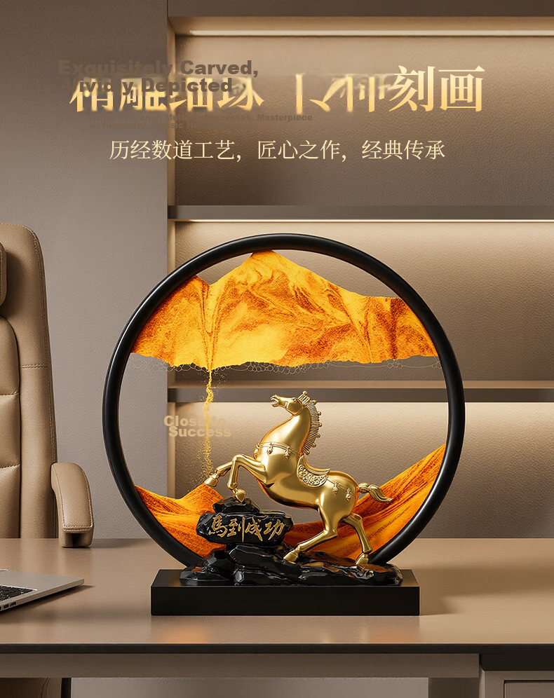BHM Horse Success Horse Figurine Sand Art Wealth Feng Shui Living Room Office Desktop Decoration High-End Housewarming Gift 3