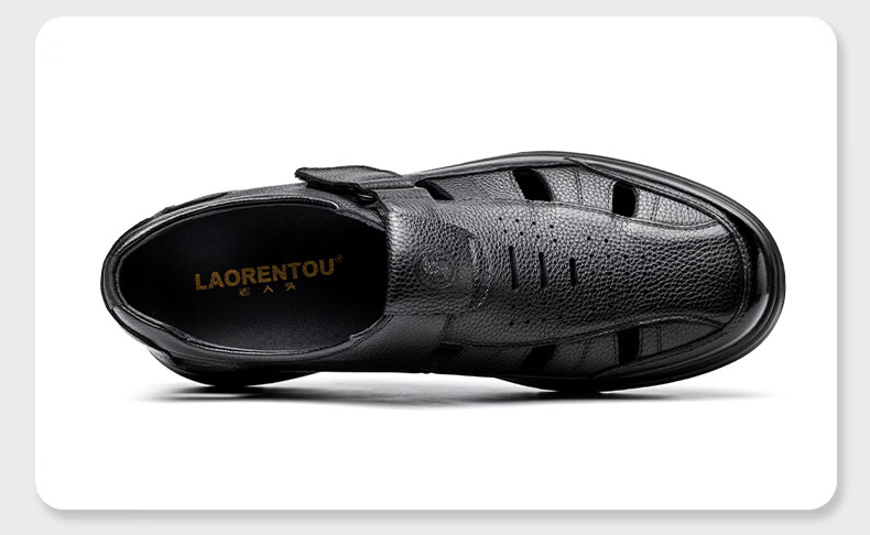 LAORENTOU Men's Genuine Leather Summer Breathable Hollow-out Business Casual Closed-toe Sandals LL325 Brown Size 40 21