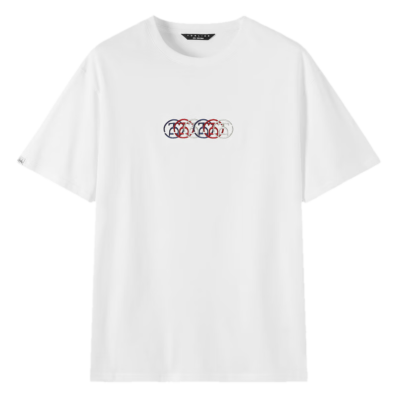 TonLion 2026 Summer New Men's Short Sleeve T-Shirt Unique Design White Stylish Versatile