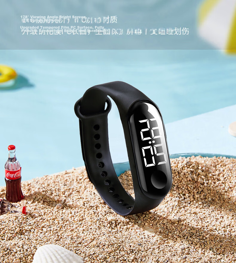 YAJIA Electronic Watch Student Touchscreen LED White Light Sports Waterproof Digital Watch 15