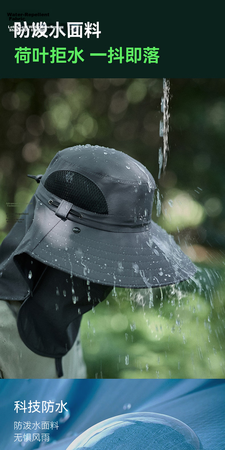 Miiow Men's Summer Lightweight Face Cover Sun Hat Outdoor Cycling Fishing Face Shield Neck Protection Fisherman Hat Black 6