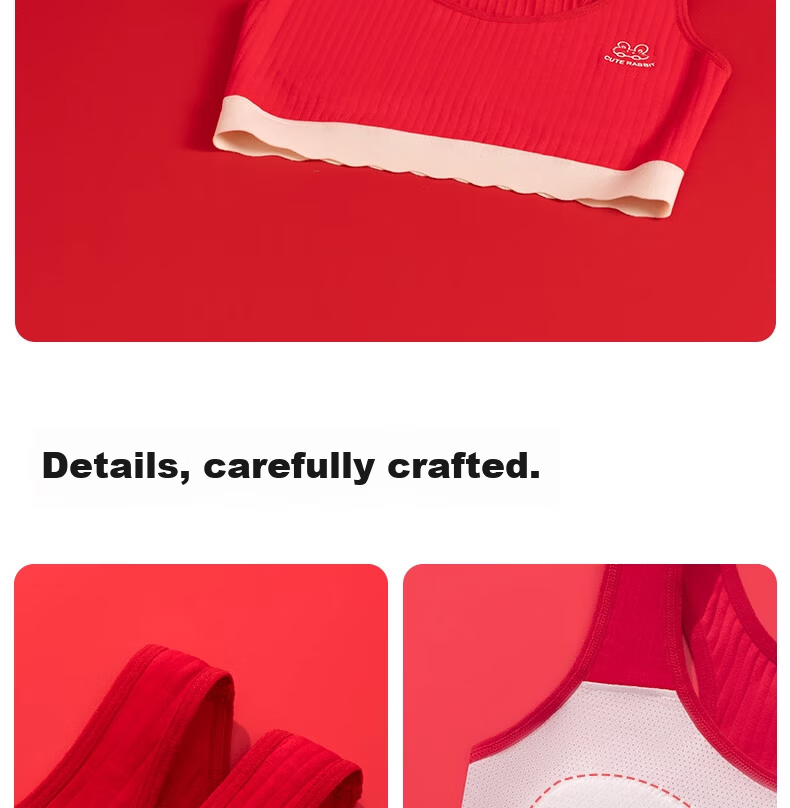 Meishianxuan 2026 Girls' Red Cotton Vest and Bra Set for 12-Year-Olds in Developmental Stage 17