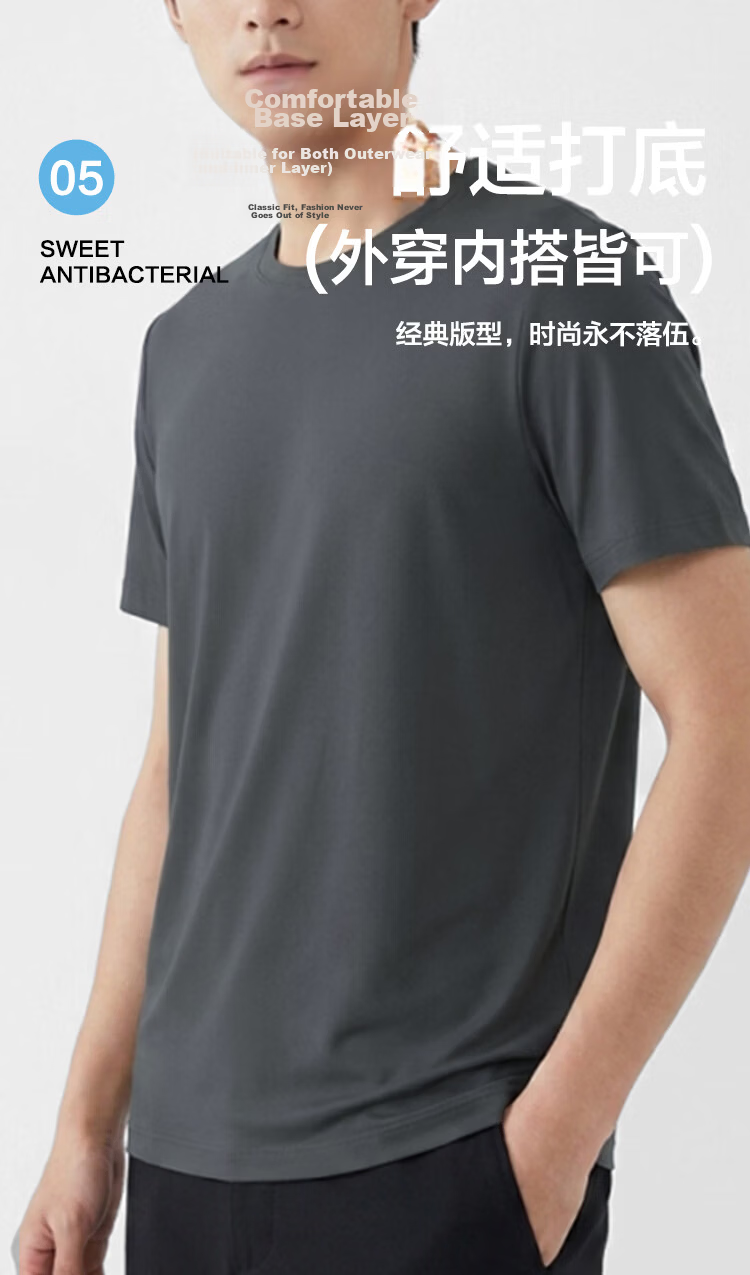 Hodohome Men's Soft Cotton Basic T-Shirt Round Neck Short Sleeve White Solid Color Simple Fashion White 170 6