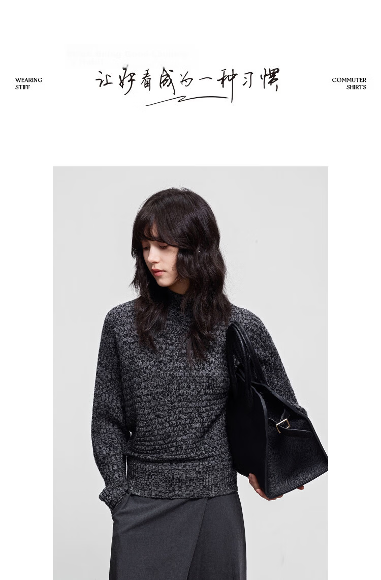 Demana [Soft Merino Wool] Winter Elegant Stand Collar Sleeve Knit Sweater Yarn Temperament Petite Women's Top 10