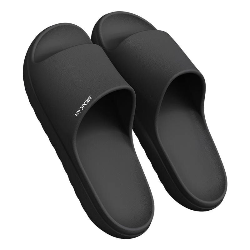 MEXICAN Slippers for Men, Quick-Drying Outdoor Wear, Summer Home Use, Couples' Sandals, Bathroom Shower Non-Slip Silent, Black 42-43