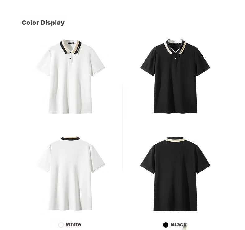 GXG Summer Men's Slim Fit Casual Simple Two-Tone Colorblock Comfortable Short Sleeve Polo Shirt 16