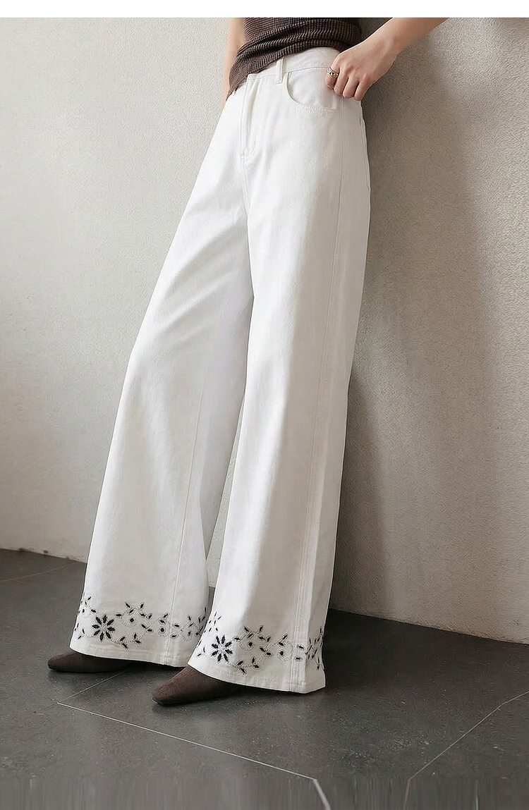 Demana [Cloud Feel Lyocell Cotton] Summer Commuter Style Hollow Embroidered Straight Loose High-Waist Slimming Women's Jeans 16