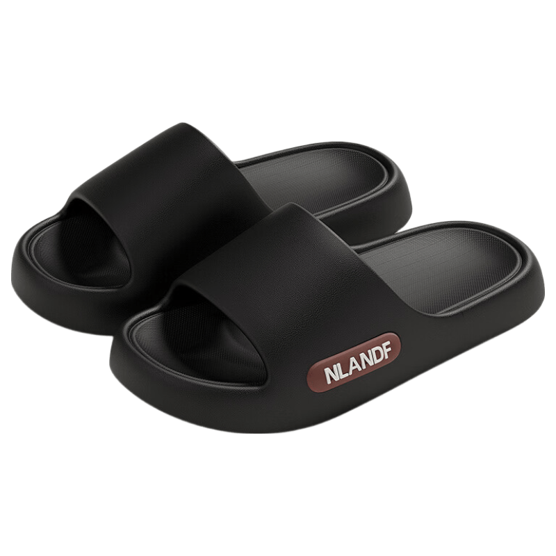 LANDF Men's Summer Slippers Indoor Outdoor Bathroom Non-Slip Antibacterial Odor-Resistant Soft Sole Sandals Women Black Size 38-39