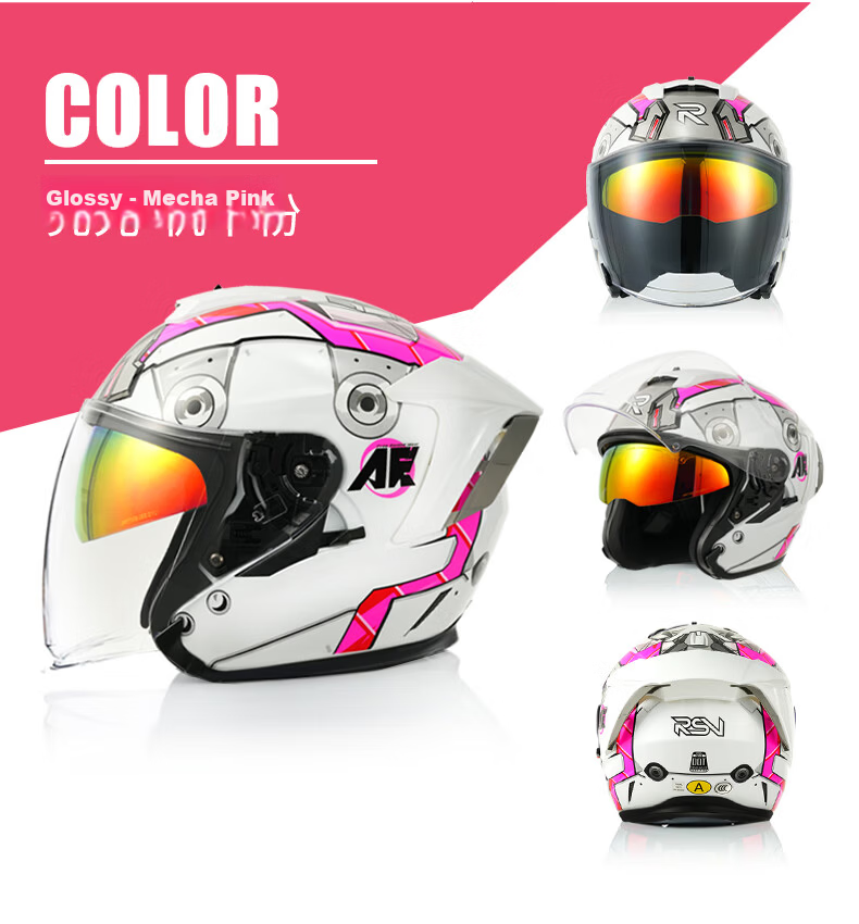 RSV Motorcycle Helmet 3C Certified Unisex Four-Season Half Helmet Dual Visor Windproof Electric Bike Bluetooth Earphones 3XL 23
