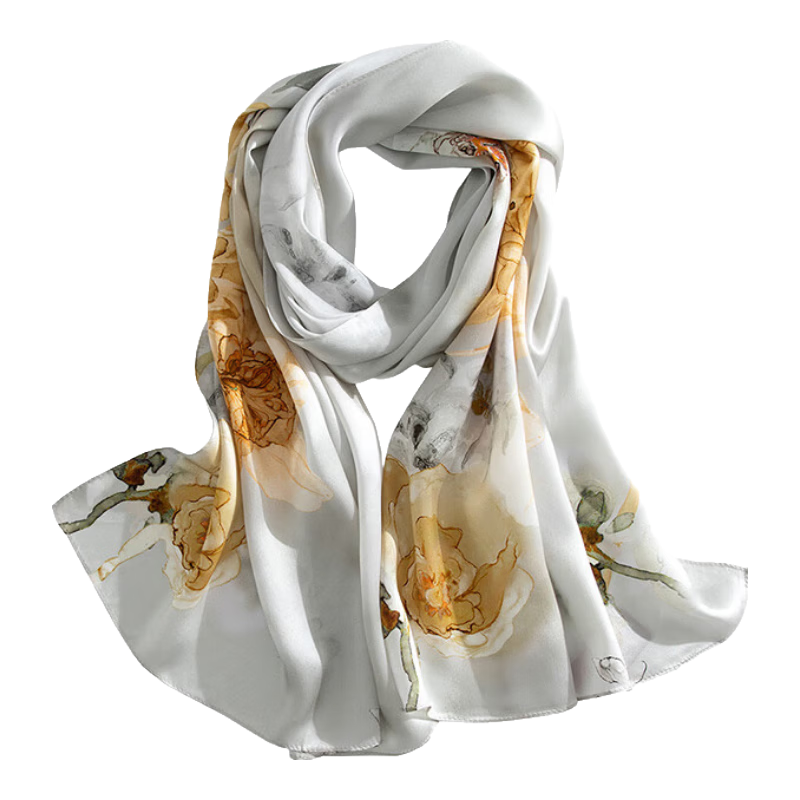 5161 100% Mulberry Silk Fashion Printed Long Scarf Women's Silk Shawl Dual-Use Holiday Gift Mall Same Style
