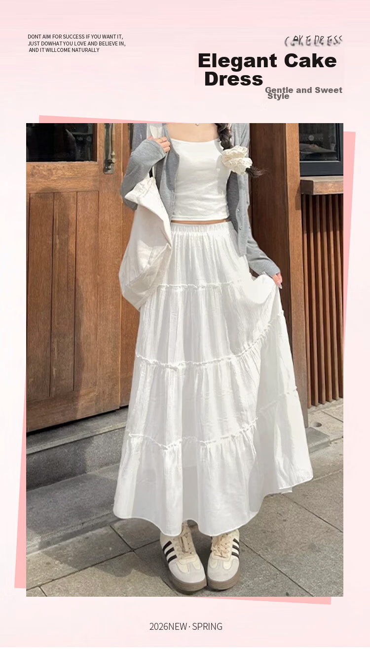 Free Style Cake Half-Length Skirt Women 2026 Spring Summer New High Waist A-Line Mid-Length Ballet Fairy Puff Skirt 1