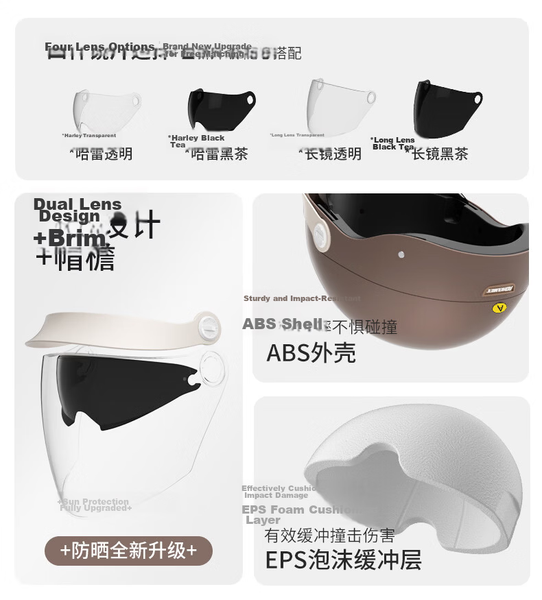AD New National Standard Class A 3C Certified Electric Vehicle Helmet Unisex Summer Sun Protection Electric Bike Safety Helmet Women's Four-Season Universal Riding Half Helmet Motorcycle Helmet A3 Bro 4