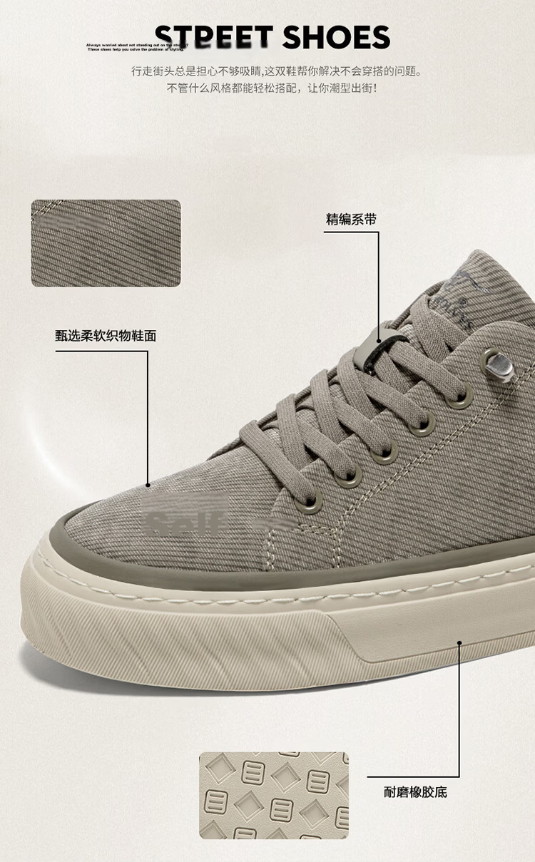 Septwolves Men's Summer 2026 New Canvas Shoes Breathable Lightweight Low-top Sneakers Trendy Casual Shoes 480375 5