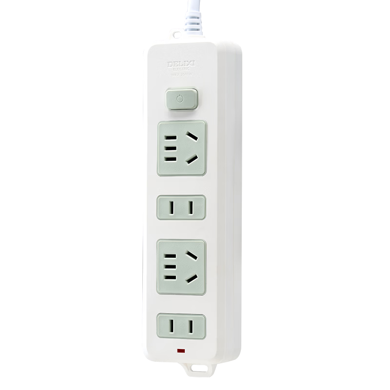 DELIXI New National Standard 3C Certified Classic Color Block Power Strip with 4 Outlets, Master Switch, 3-Meter Cord for Home Office Dormitory Desktop Use