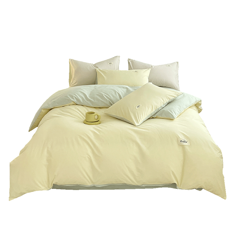 Hodo Pure Cotton Duvet Cover, Single Piece, Xinjiang All-Cotton Quilt Cover, Single Bed Student Dormitory Quilt Cover, 160*210cm, Beige + Bean Gree