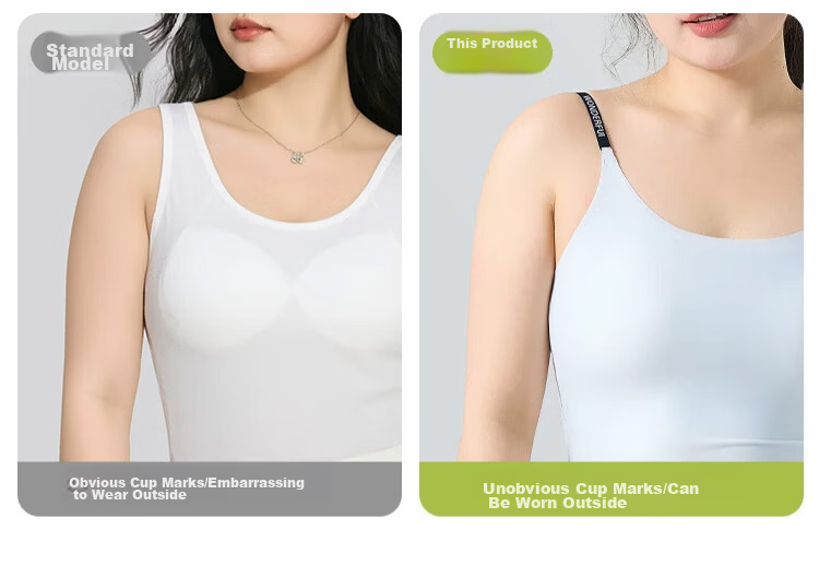 Xueqiman Plus Size Camisole Women's One-Piece Fixed Cup Inner Wear Outer Wear 2026 New Style Plus Size 200 Jin Large Bust Top 7