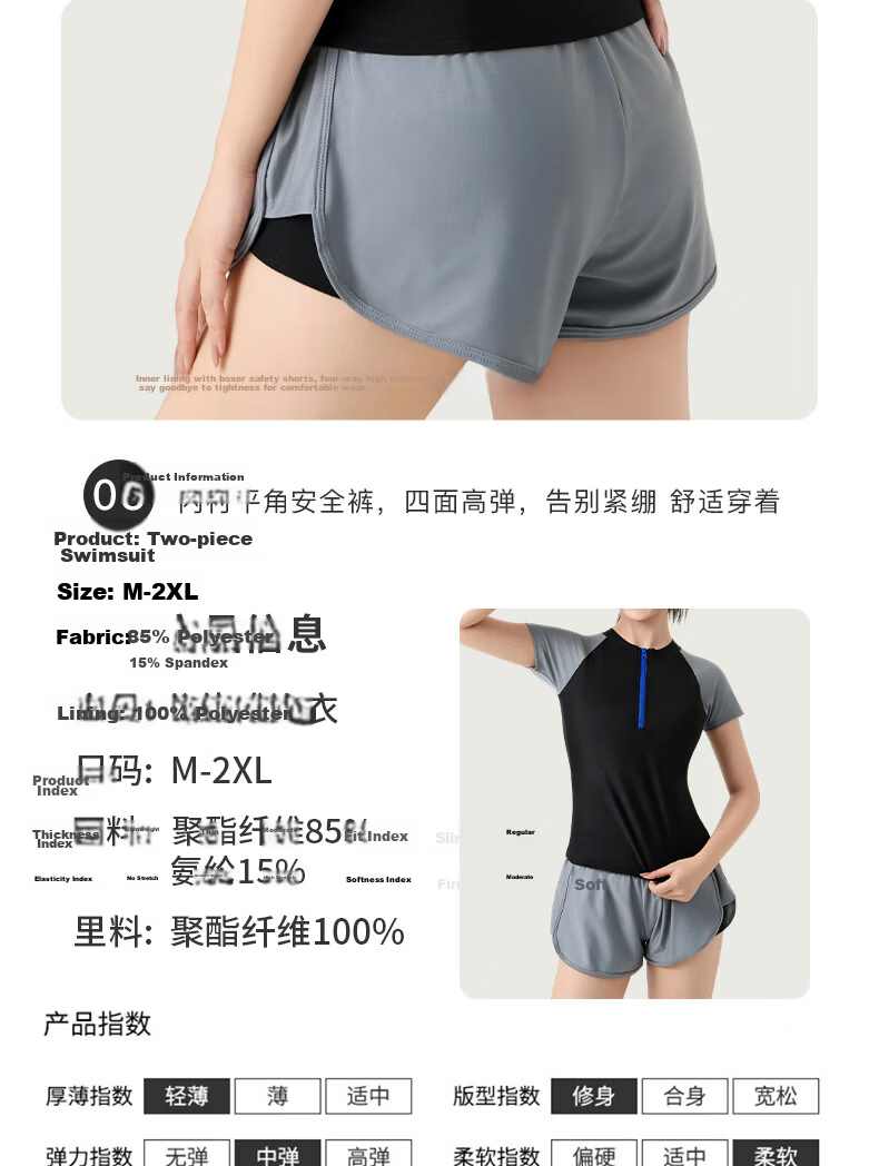 LangSha Women's Two-Piece Conservative Professional Swimsuit Sports Swimwear for Spa Slimming Plus Size 12