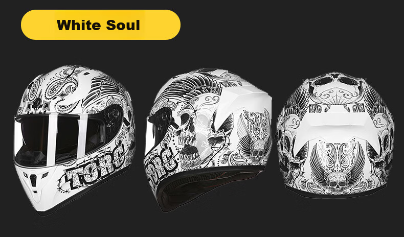 TORC Motorcycle Helmet Four Seasons Full Face Dual Lens Motorbike Large Spoiler 3C Certified Unisex T128 White 13