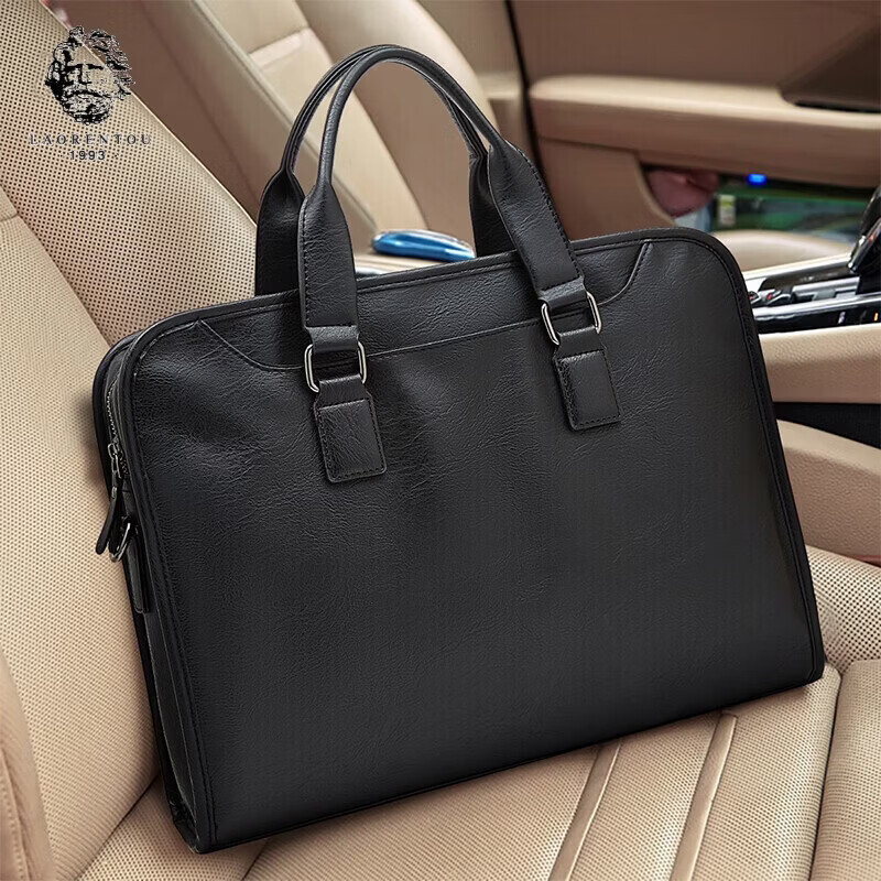 Lao Ren Tou Men's Briefcase Business Handbag Office Travel Shoulder Crossbody 13-inch Laptop Bag Birthday Gift