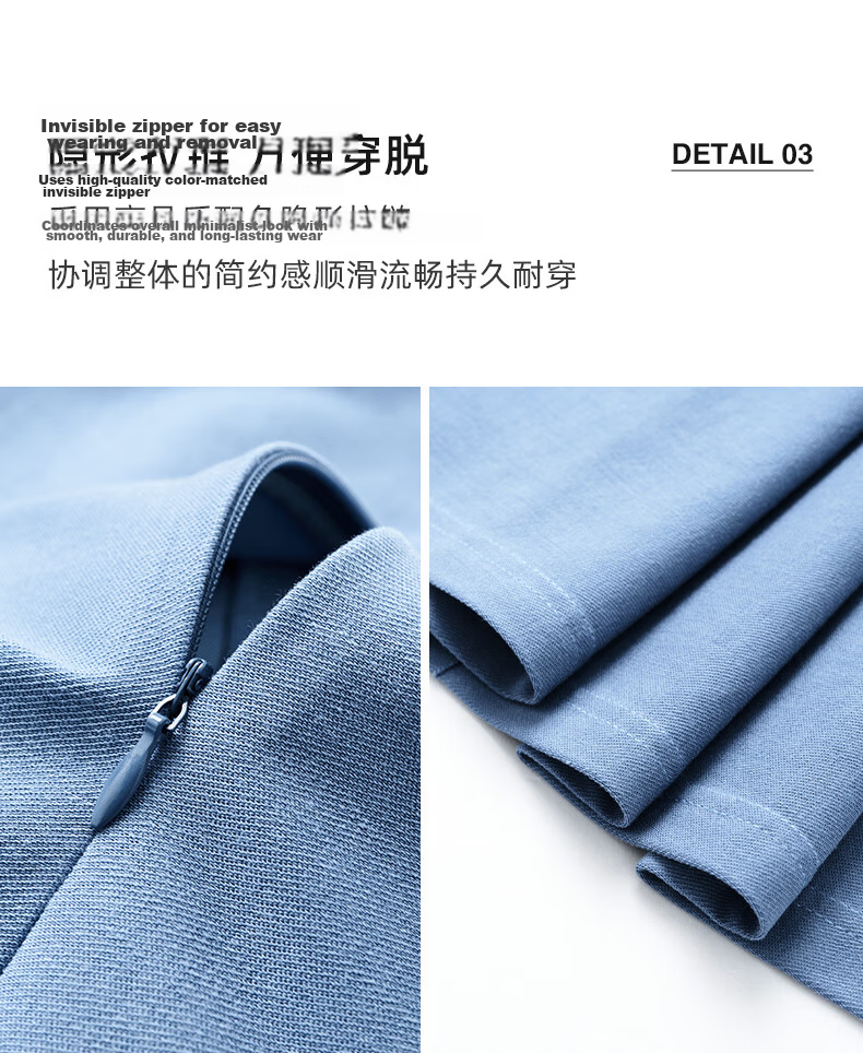 YANYEE Solid Color Vest Dress 2025 Summer Premium Blue Waist-Cinched Over-the-Knee Work Dress Blue M 6