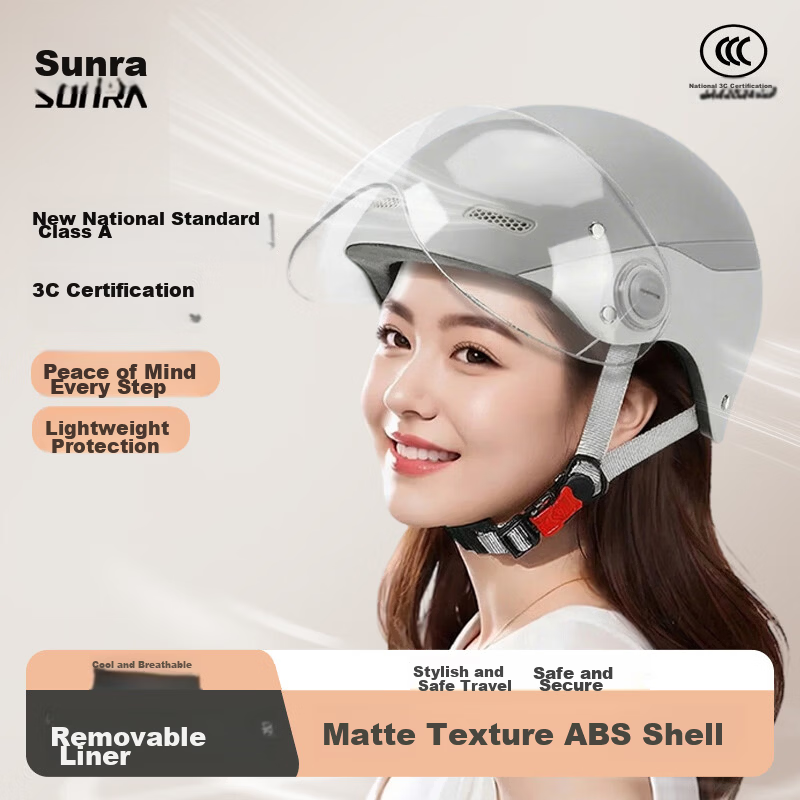 Sunra Summer Electric Bike Helmet Half Helmet New National Standard Class A 3C Certified Motorcycle Electric Scooter Helmet Summer Helmet