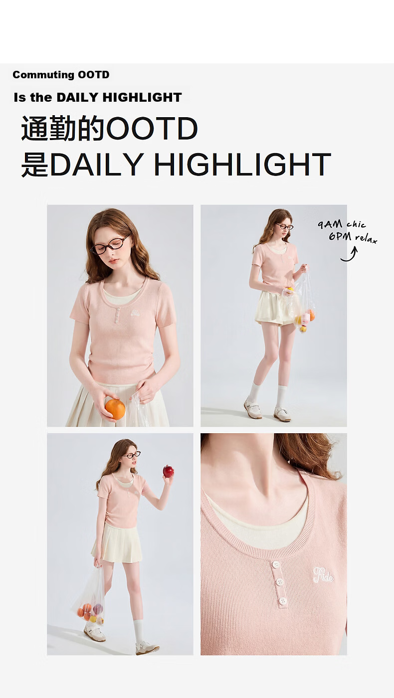TonLion 2026 Spring Summer New Women's Short Sleeve Sweater Faux Two-Piece Knit Casual Korean Style Pretty Top 6