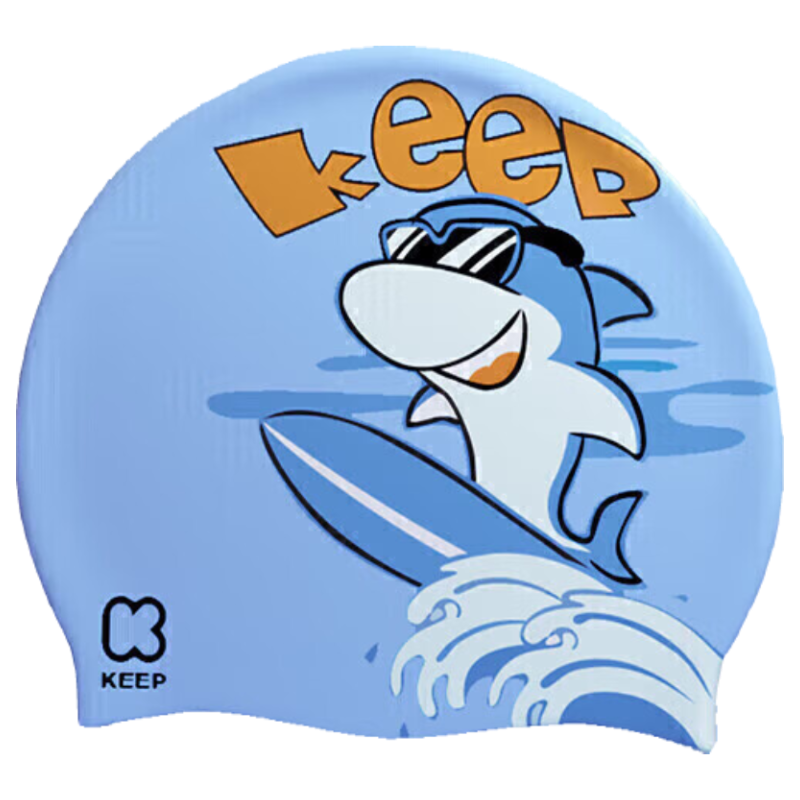 Keep Children's Swim Cap for Girls And Boys, Silicone Waterproof Non-Binding Youth Baby Cute Printed Swimming Cap