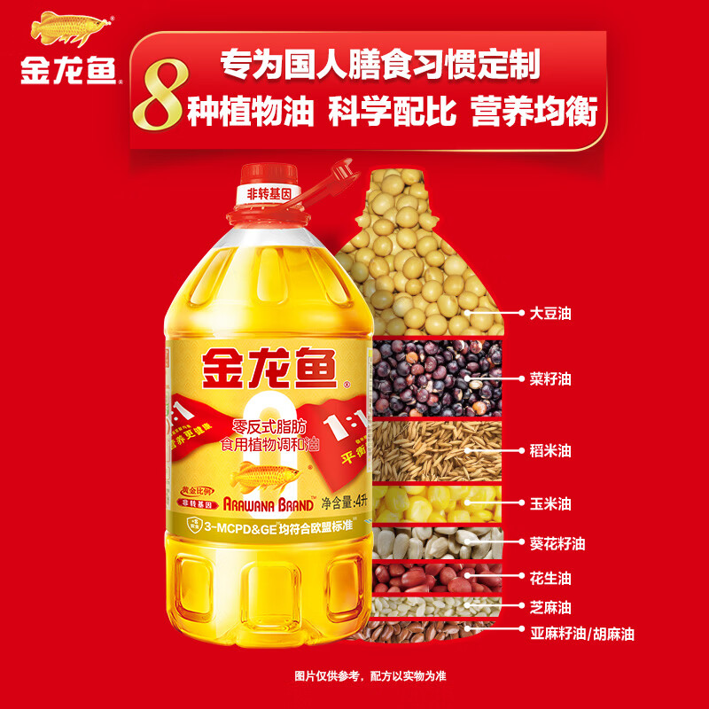 金龙鱼 食用油 非转基因  黄金比例零反式脂肪食用植物调和油4L