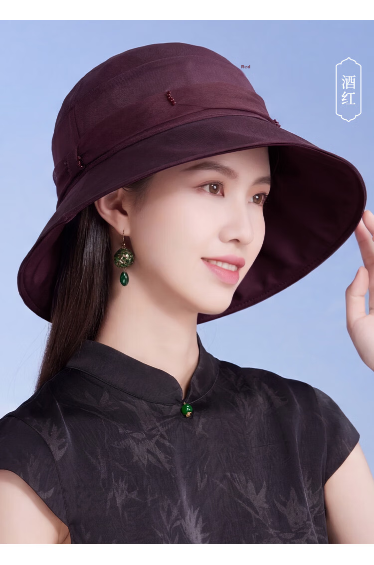 Shanghai Story Women's Silk Sun Hat Spring Summer Mulberry Silk UV Protection Sun Hat Beige Mom Gift 20