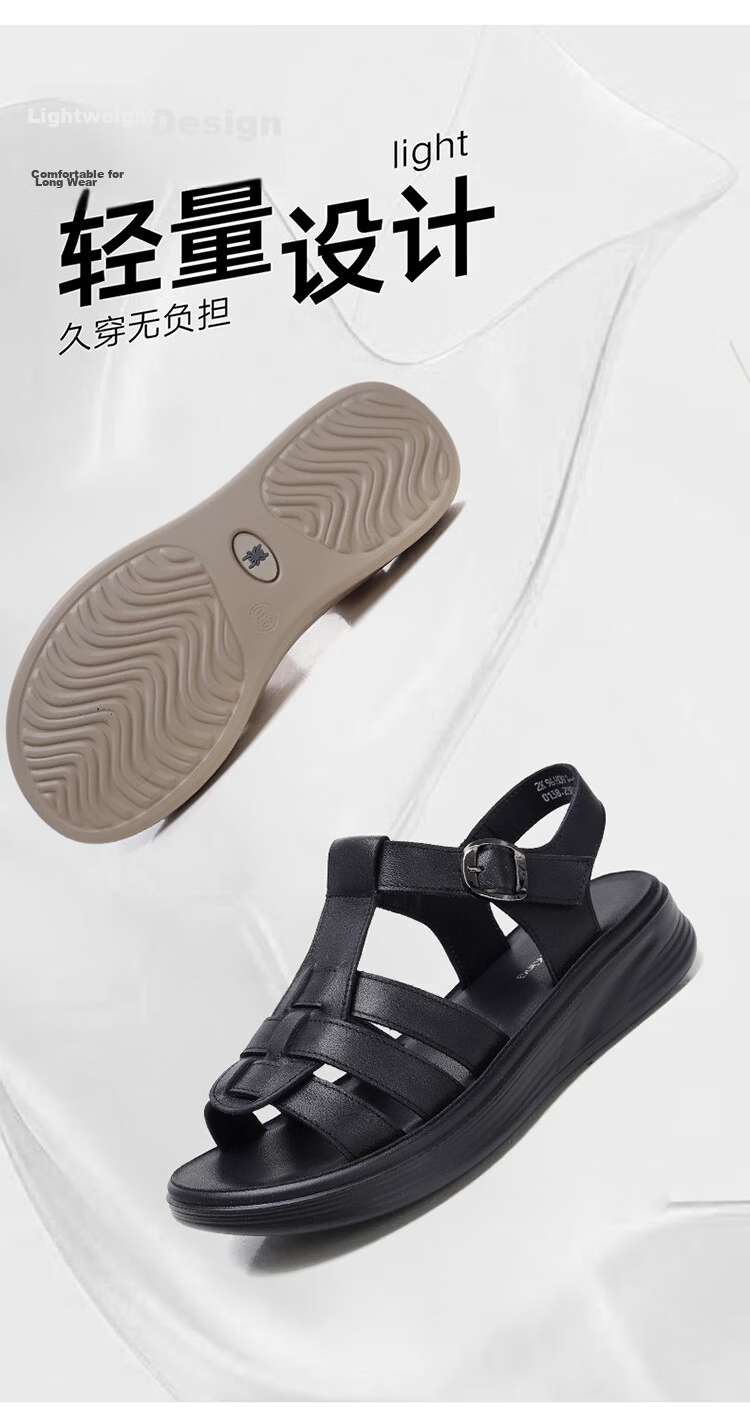 Spider King Women's Sandals 2026 New Summer Cowhide Open Toe Casual Mom Sandals Black 36 4